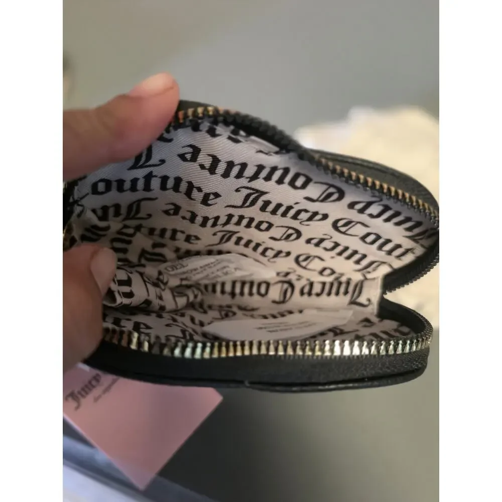 Juicy Couture Black Can't Tame Her Heart Wallet Chain Wristlet NWT
